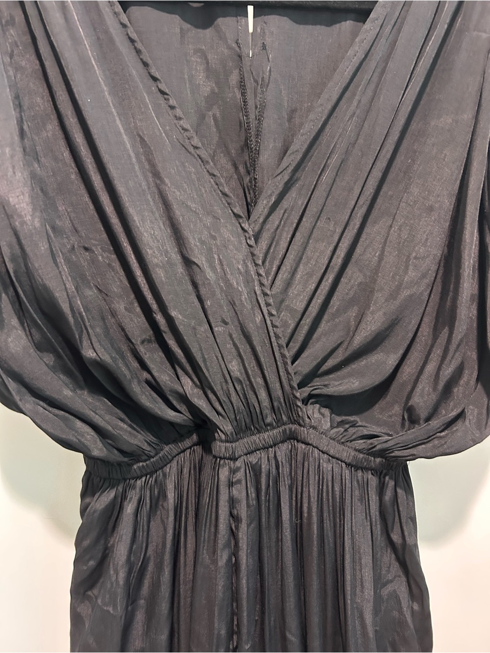 KLd Signature Black Palazzo Jumpsuit Wide Leg High Slit Romper Size Small - Picture 4 of 14